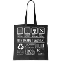 8th Grade Teacher MultiTasking Certified Job Back To School Gift Tote Bag