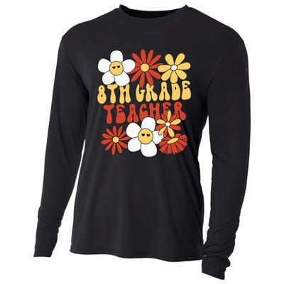 8th Grade Teacher Groovy Eighth Grade Teacher Cooling Performance Long Sleeve Crew