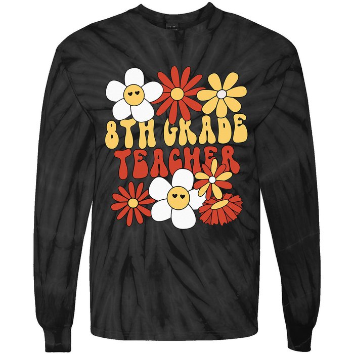 8th Grade Teacher Groovy Eighth Grade Teacher Tie-Dye Long Sleeve Shirt