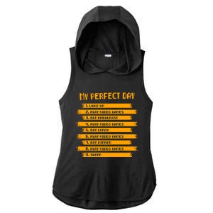 8funny Giftbit Text Style My Perfect Day Play Video Games Gift Ladies PosiCharge Tri-Blend Wicking Draft Hoodie Tank