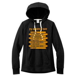 8funny Giftbit Text Style My Perfect Day Play Video Games Gift Women's Fleece Hoodie