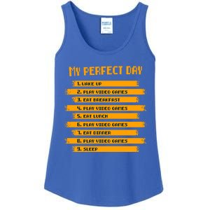 8funny Giftbit Text Style My Perfect Day Play Video Games Gift Ladies Essential Tank