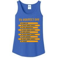 8funny Giftbit Text Style My Perfect Day Play Video Games Gift Ladies Essential Tank