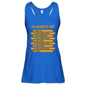 8funny Giftbit Text Style My Perfect Day Play Video Games Gift Ladies Essential Flowy Tank