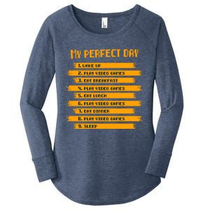 8funny Giftbit Text Style My Perfect Day Play Video Games Gift Women's Perfect Tri Tunic Long Sleeve Shirt