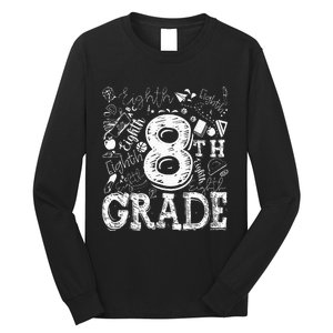 8th Grade Typography Team Teacher Back To School Long Sleeve Shirt