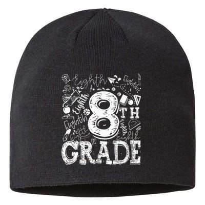 8th Grade Typography Team Teacher Back To School Sustainable Beanie