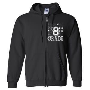 8th Grade Typography Team Teacher Back To School Full Zip Hoodie