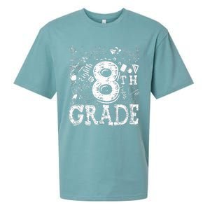 8th Grade Typography Team Teacher Back To School Sueded Cloud Jersey T-Shirt