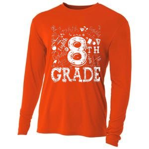 8th Grade Typography Team Teacher Back To School Cooling Performance Long Sleeve Crew