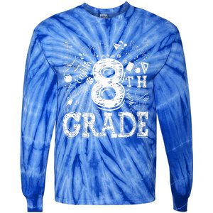 8th Grade Typography Team Teacher Back To School Tie-Dye Long Sleeve Shirt