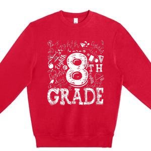 8th Grade Typography Team Teacher Back To School Premium Crewneck Sweatshirt