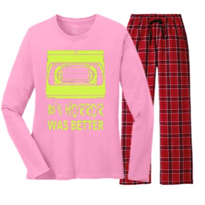 80s Horror Was Better  Funny 80's horror movie lovers Women's Long Sleeve Flannel Pajama Set 