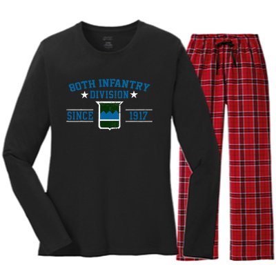 80th Infantry Division Veteran Military Father Day Christmas Women's Long Sleeve Flannel Pajama Set 