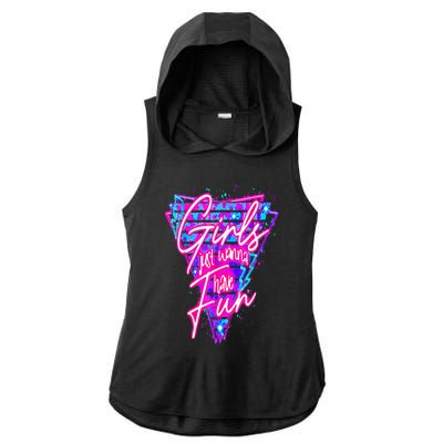 80s Just Wanna Have Fun Nostalgia 1980s Ladies PosiCharge Tri-Blend Wicking Draft Hoodie Tank