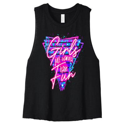 80s Just Wanna Have Fun Nostalgia 1980s Women's Racerback Cropped Tank