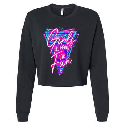 80s Just Wanna Have Fun Nostalgia 1980s Cropped Pullover Crew