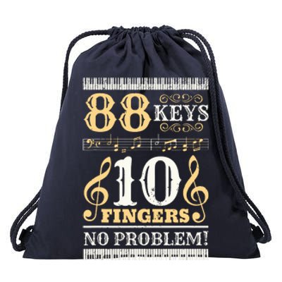 88 Keys 10 Fingers Piano Lover Players Funny Musical Pianist Drawstring Bag