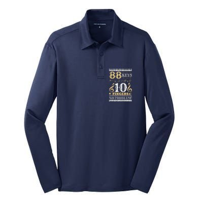 88 Keys 10 Fingers Piano Lover Players Funny Musical Pianist Silk Touch Performance Long Sleeve Polo