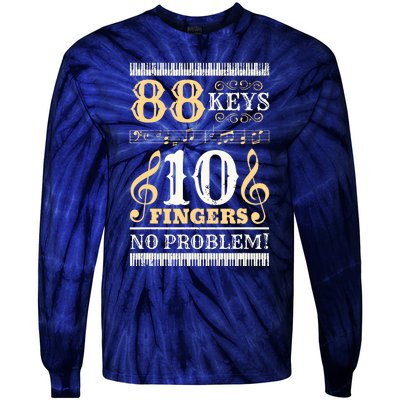 88 Keys 10 Fingers Piano Lover Players Funny Musical Pianist Tie-Dye Long Sleeve Shirt