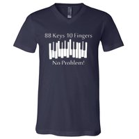 88 Keys 10 Fingers No Problem Piano Keyboard Gift V-Neck T-Shirt