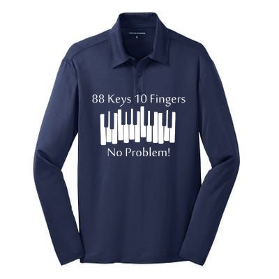 88 Keys 10 Fingers No Problem Piano Keyboard Gift Silk Touch Performance Long Sleeve Polo