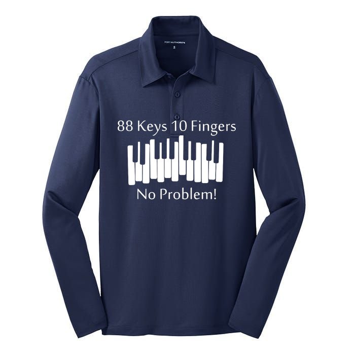 88 Keys 10 Fingers No Problem Piano Keyboard Gift Silk Touch Performance Long Sleeve Polo