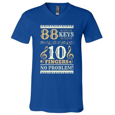 88 Keys 10 Fingers Piano Lover Players Gift Funny Musical Pianist Gift V-Neck T-Shirt