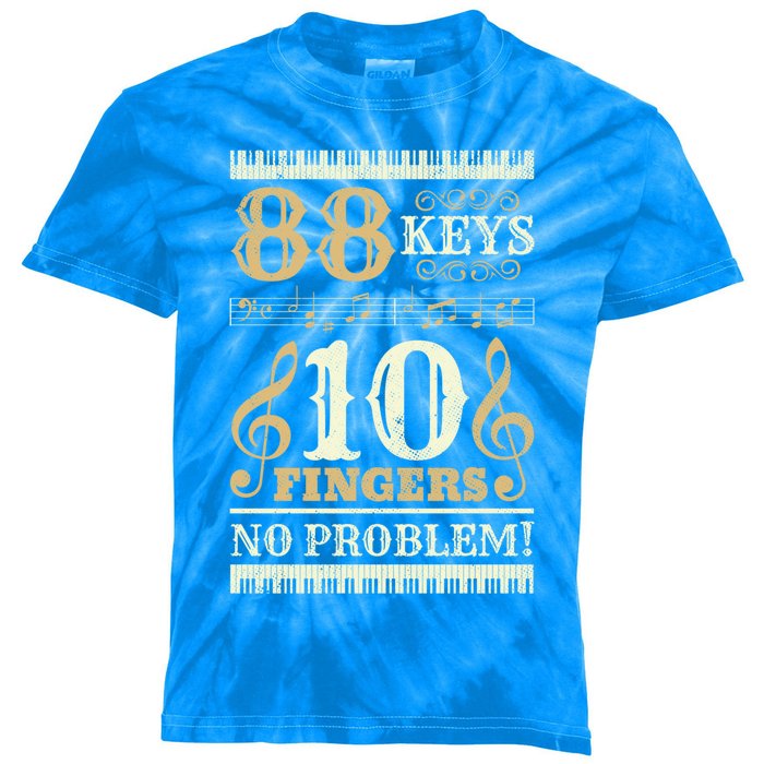 88 Keys 10 Fingers Piano Lover Players Gift Funny Musical Pianist Gift Kids Tie-Dye T-Shirt