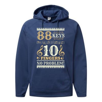 88 Keys 10 Fingers Piano Lover Players Gift Funny Musical Pianist Gift Performance Fleece Hoodie