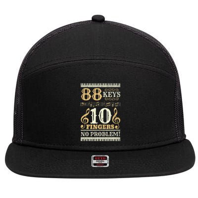 88 Keys 10 Fingers Piano Lover Players 7 Panel Mesh Trucker Snapback Hat