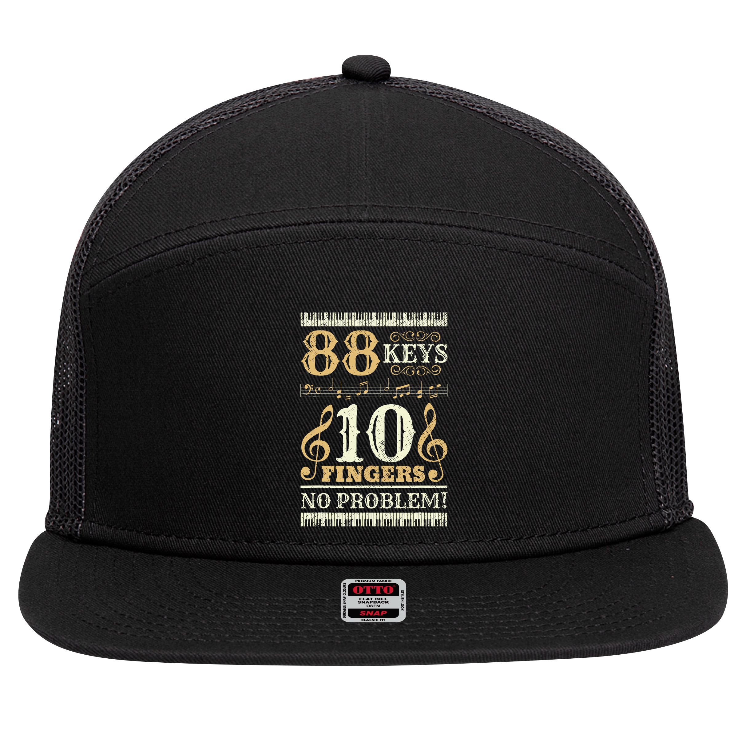 88 Keys 10 Fingers Piano Lover Players 7 Panel Mesh Trucker Snapback Hat