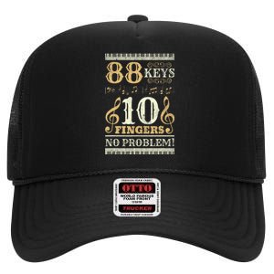 88 Keys 10 Fingers Piano Lover Players High Crown Mesh Back Trucker Hat