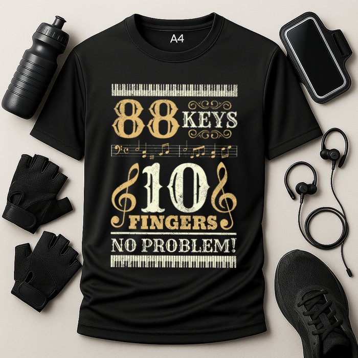 88 Keys 10 Fingers Piano Lover Players Cooling Performance Crew T-Shirt