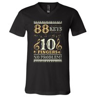 88 Keys 10 Fingers Piano Lover Players V-Neck T-Shirt