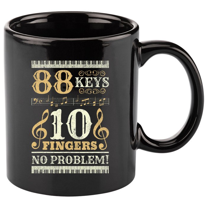 88 Keys 10 Fingers Piano Lover Players 11oz C Handle Ceramic Mug