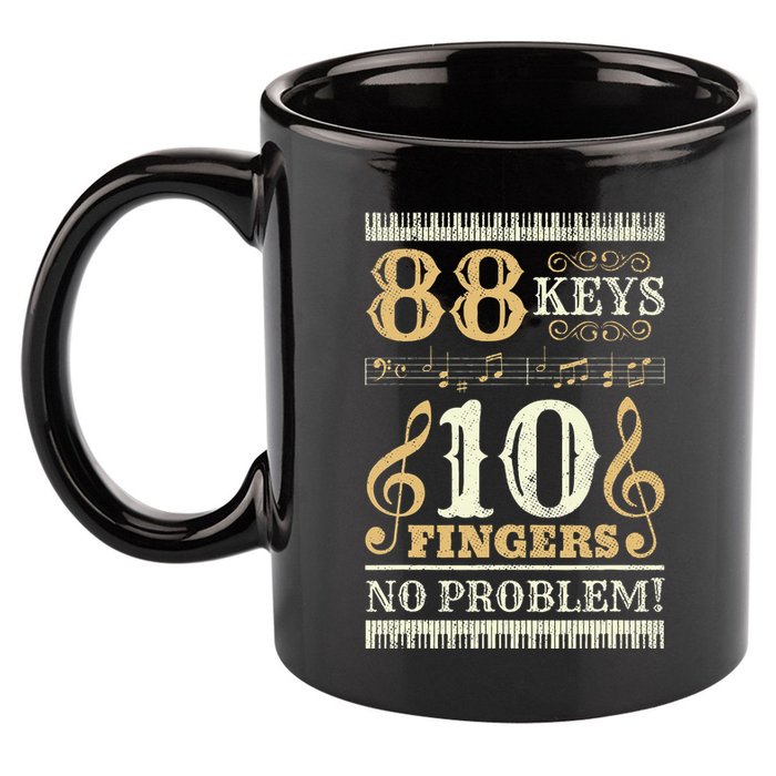 88 Keys 10 Fingers Piano Lover Players 11oz C Handle Ceramic Mug