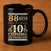 88 Keys 10 Fingers Piano Lover Players 11oz C Handle Ceramic Mug