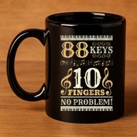 88 Keys 10 Fingers Piano Lover Players 11oz C Handle Ceramic Mug