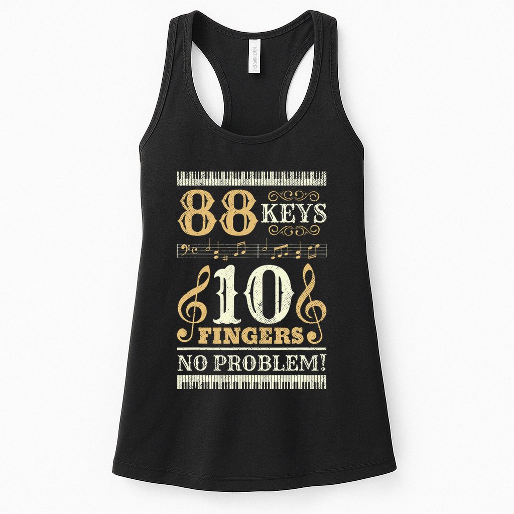 88 Keys 10 Fingers Piano Lover Players Womens Tank Top