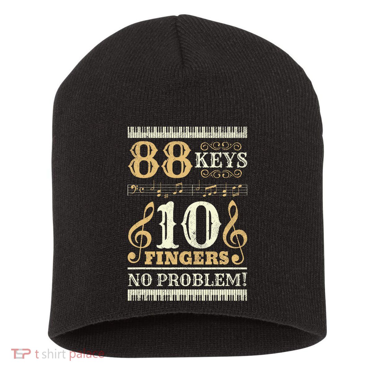 88 Keys 10 Fingers Piano Lover Players Short Acrylic Beanie