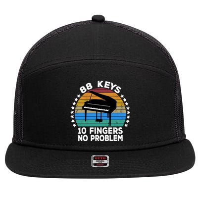 88 Keys 10 Fingers Pianist Musician Piano Keyboard Player Gift 7 Panel Mesh Trucker Snapback Hat