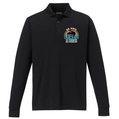 88 Keys 10 Fingers Pianist Musician Piano Keyboard Player Gift Performance Long Sleeve Polo