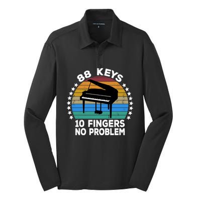 88 Keys 10 Fingers Pianist Musician Piano Keyboard Player Gift Silk Touch Performance Long Sleeve Polo