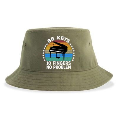 88 Keys 10 Fingers Pianist Musician Piano Keyboard Player Gift Sustainable Bucket Hat