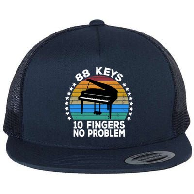 88 Keys 10 Fingers Pianist Musician Piano Keyboard Player Gift Flat Bill Trucker Hat