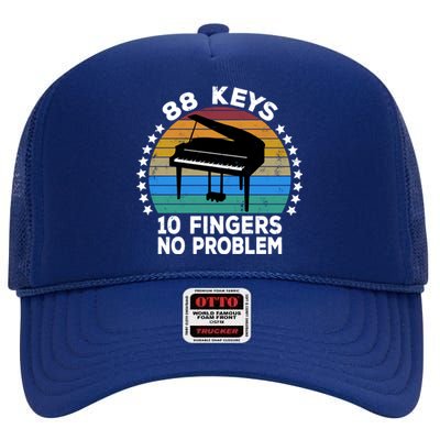 88 Keys 10 Fingers Pianist Musician Piano Keyboard Player Gift High Crown Mesh Back Trucker Hat