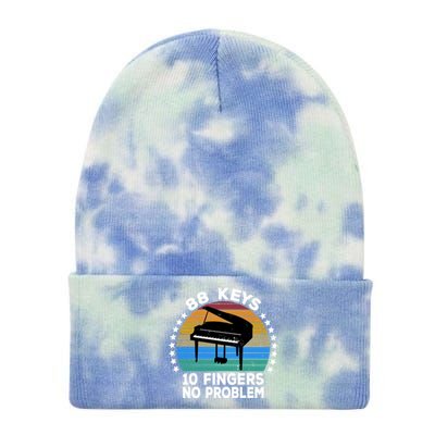 88 Keys 10 Fingers Pianist Musician Piano Keyboard Player Gift Tie Dye 12in Knit Beanie