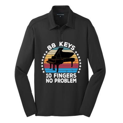 88 Keys 10 Fingers Pianist Musician Piano Keyboard Player Great Gift Silk Touch Performance Long Sleeve Polo