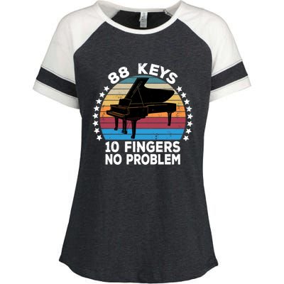 88 Keys 10 Fingers Pianist Musician Piano Keyboard Player Great Gift Enza Ladies Jersey Colorblock Tee